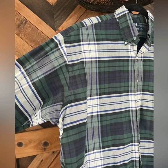 Men’s Polo Ralph Lauren Green Plaid Long Sleeve Flannel Shirt Big Shirt Large - Picture 5 of 7